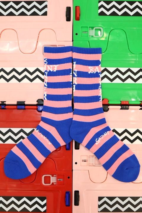 セントマイケル 26AW BORDER SOCKS(SM-MK1-0000-102)BULE＋PINK☆10月10日(土)発売！
