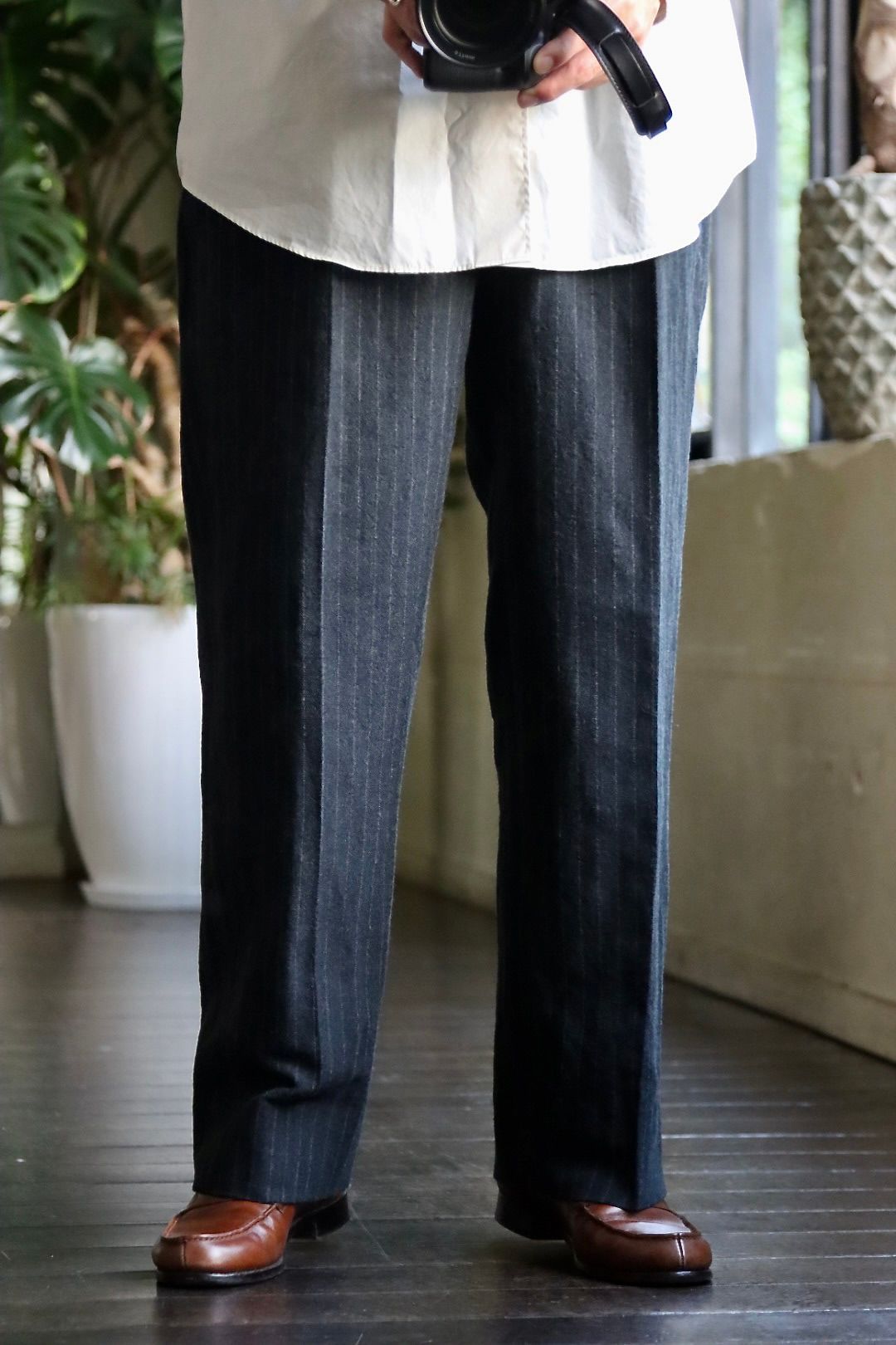 A.PRESSE アプレッセ22FW Regular Collar Shirt"BEIGE"スタイル