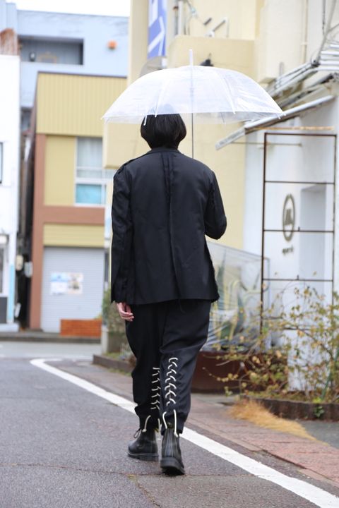 yohji yamamoto W-ヒモ開きレースアップパンツ(HD-P56-100) style.2021.1.24.