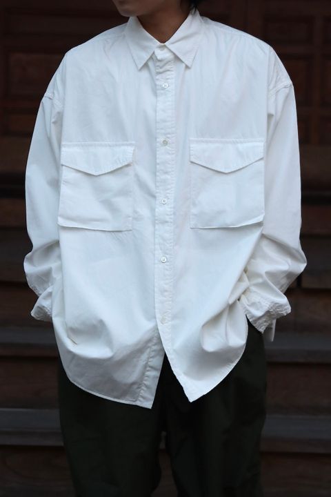 Graphpaper 22SS Garment Dyed Poplin Fatigue Shirt"WHITE"style.2022.2.5.
