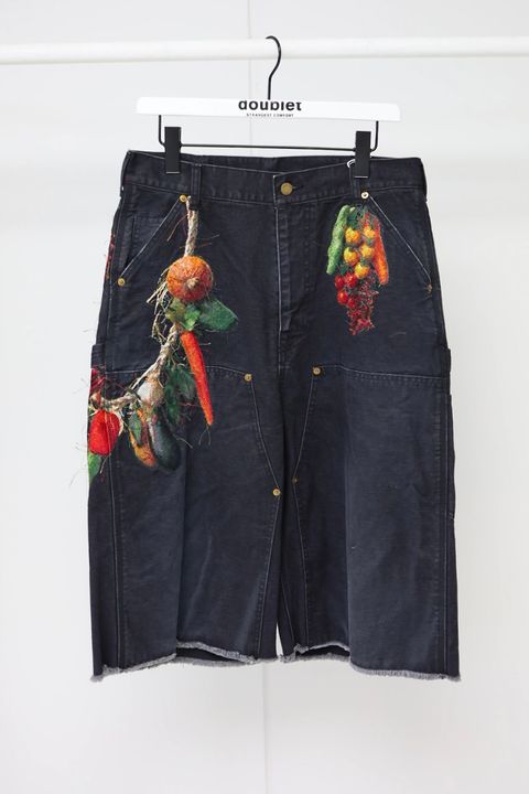 doublet ダブレット26SS VEGETABLE EMBROIDERY CUT-OFF PANTS (26SS19PT350) BLACK ★1月17日(土)11:00発売！