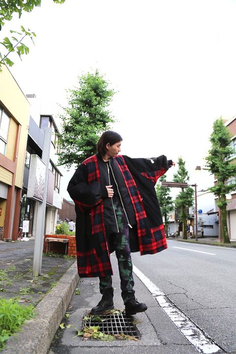 KIDILL Docking MA-1 Jacket(KL445) "Black×Red Tartan"スタイル.2020.7.25.