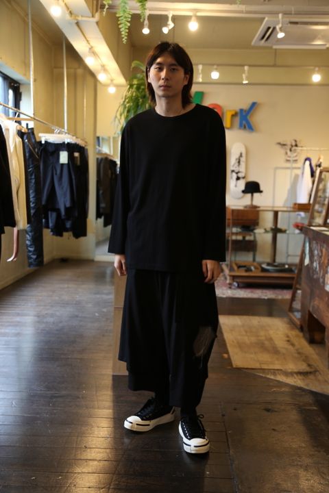 Yohji Yamamoto 2020AW 新作丸首大長袖メッセージPT カルティマ社長抜染PT(HR-T24-075 style.2020.7.26.