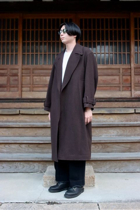 YOKE DOUBLE BREAST OVERCOAT"BROWN style"