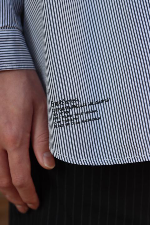 FreshService CORPORATE STRIPE REGULAR COLLAR SHIRT"WHITE×BLACK"style.