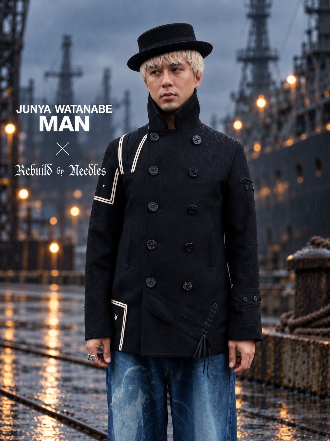 JUNYA WATANABE MAN ウールナイロンメルトン NEEDLES Wネーム Pコート  10月2日(金)新作発売！