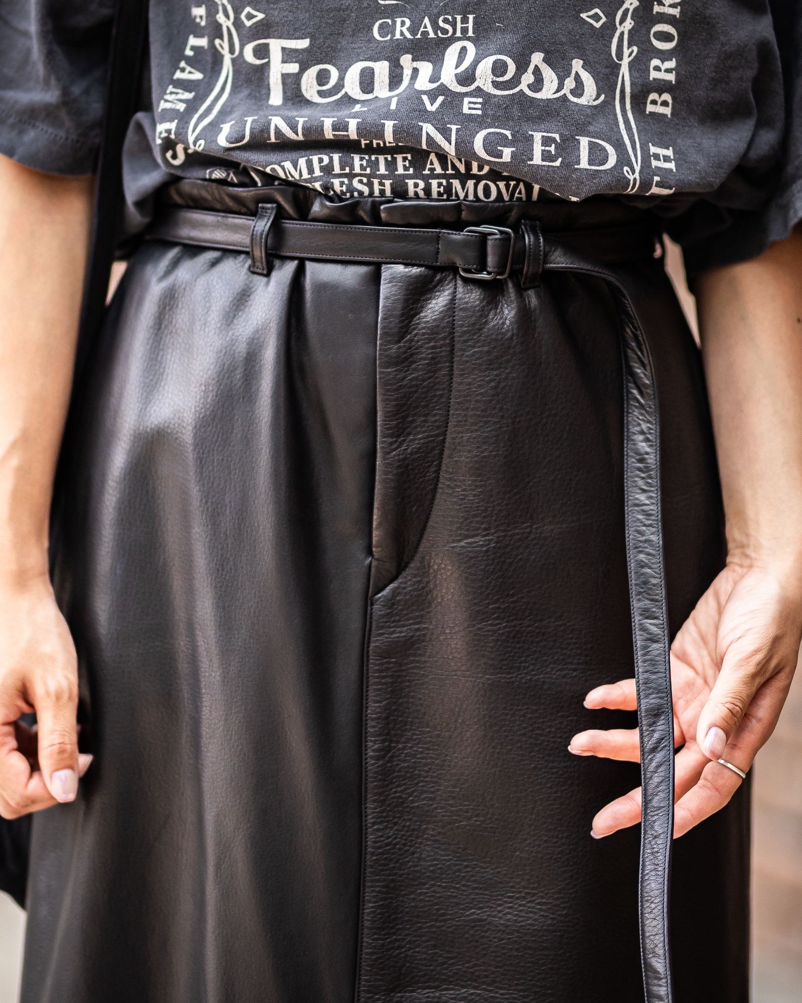 blurhms Women's 25FW Steer Leather Belted Skirt(BHSW25F8)Black☆8月29日(金)新作発売！