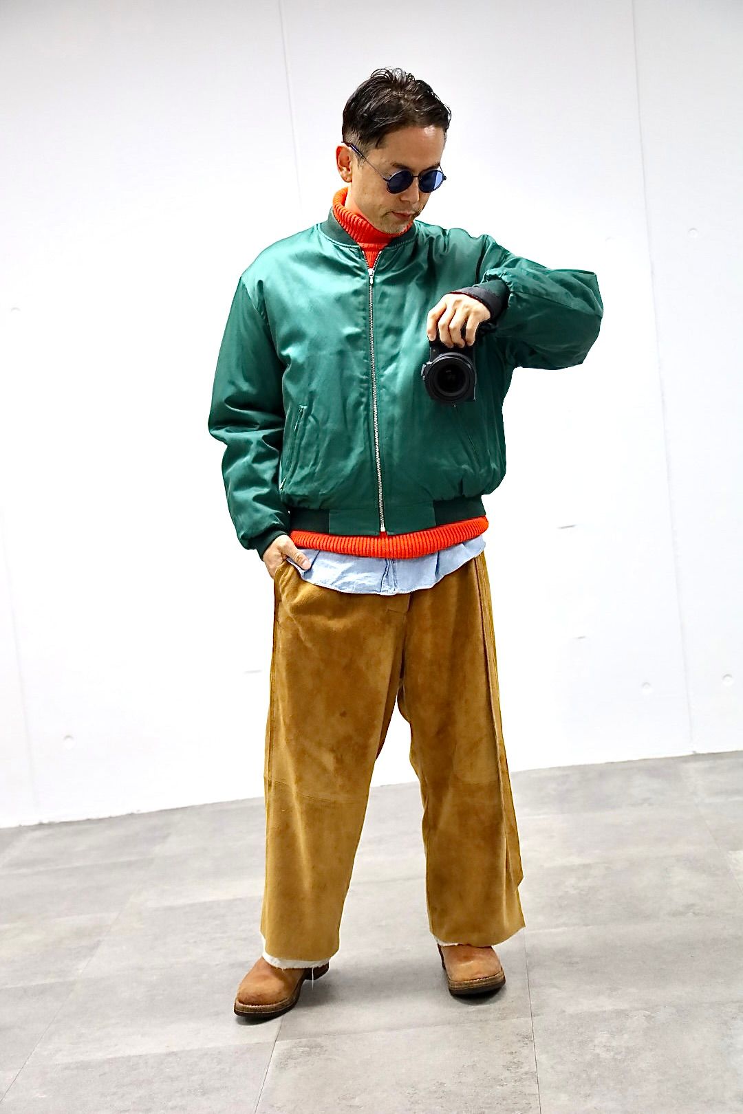 A.PRESSE 2026 STYLE1 Vintage Silk Viscose Tour Jacket"GREEN"スタイル