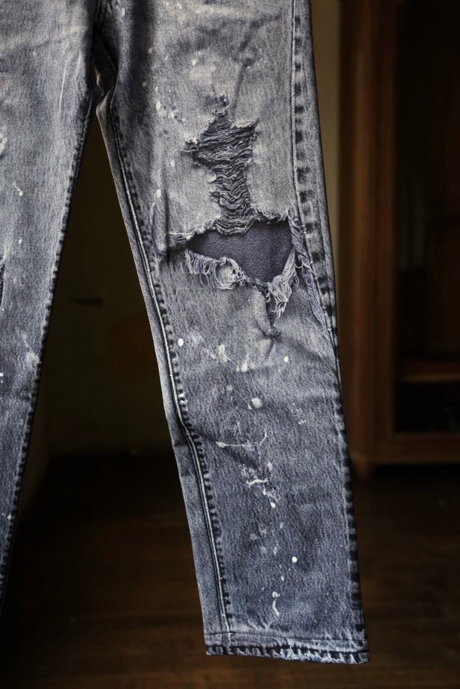トーキングアバウト ジ アブストラクション 25AW DENIM PRINT FLEECE LINING STRIGHT PT(2526AW-PT-001F)BLACK☆新作発売！