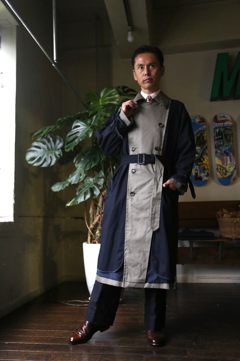 YOKE 21AW REVERSIBLE TRENCH COAT SAGE GREEN style.8.13.