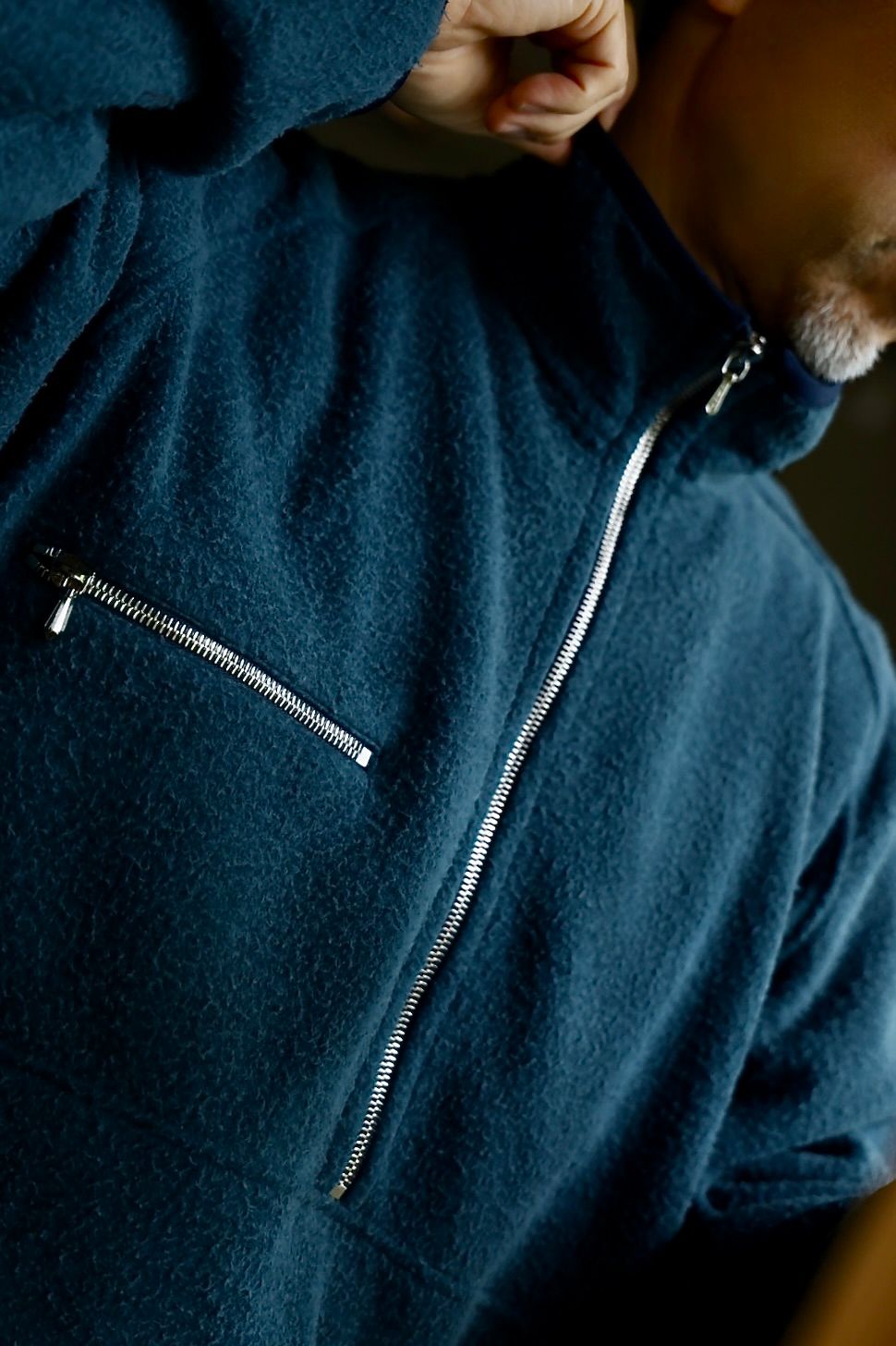 A.PRESSE 2026 STYLE2 Vintage Silk Fleece Harf ZIP Jacket"BLUE"スタイル
