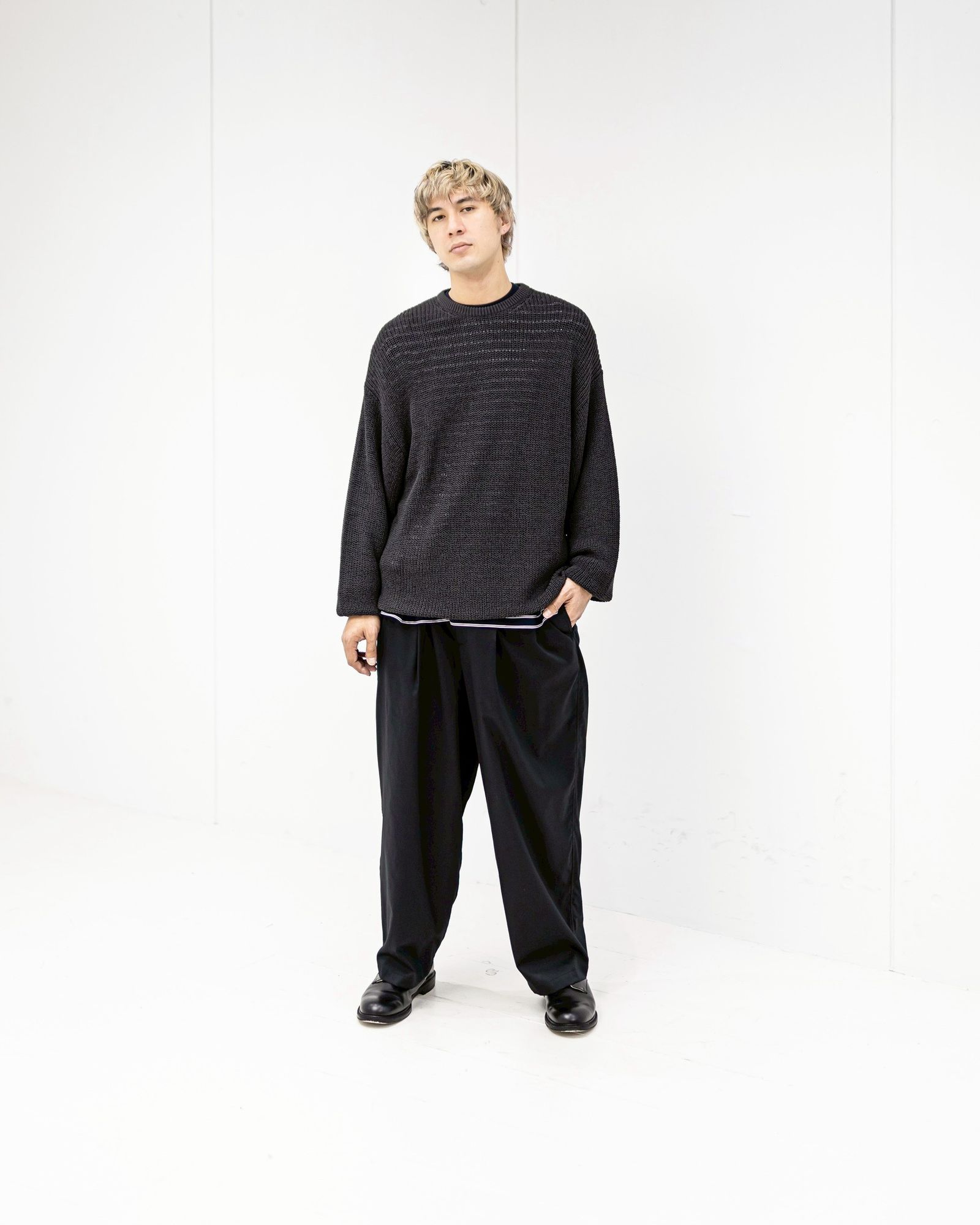 グラフペーパー26SS Coiled Wool Nylon Crew Neck Knit(GM261-80433)CHARCOAL☆2月28日(土)発売！