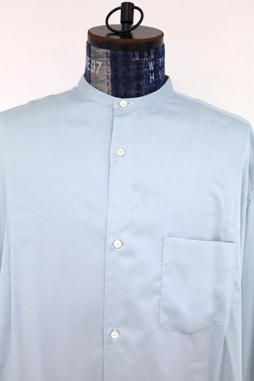 グラフペーパー26SS Silicon Poplin Oversized Band Collar Shirt(GM261-50181)SMOKE BLUE☆2月28日(土)発売！