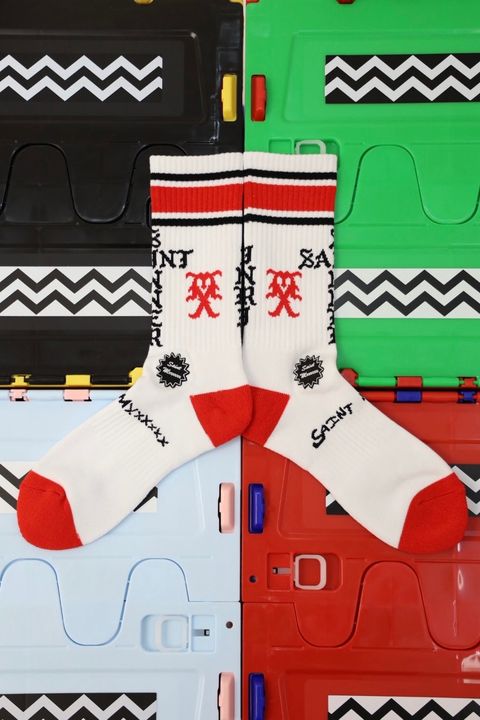 セントマイケル SINNER SOCKS (SM-HR1-0000-107)WHITE/RED★10月11日(土)発売！