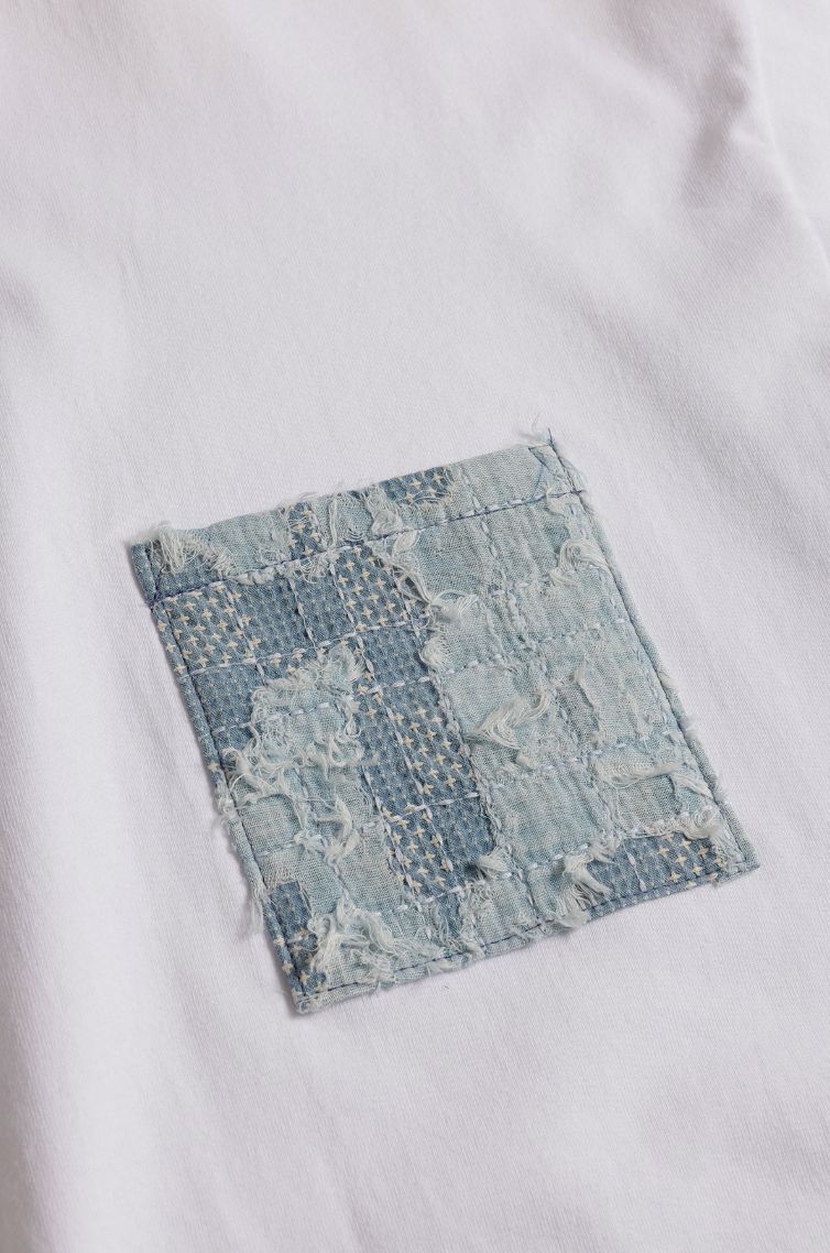 ファンダメンタル Tシャツ BORO POCKET TEE(FA25/TE12)WHITE