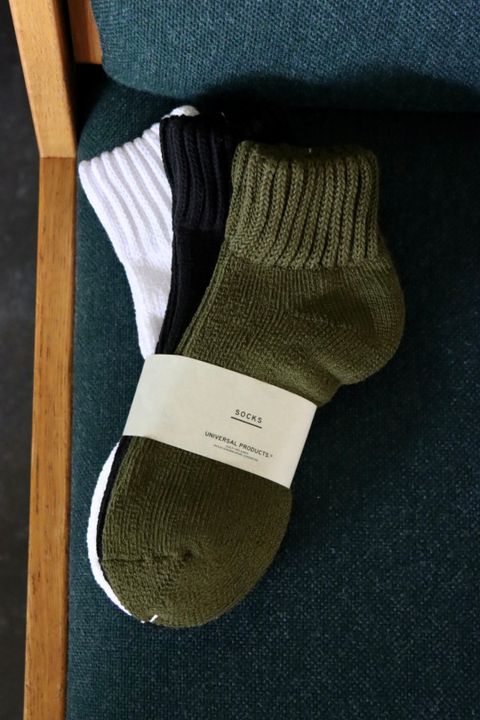 ユニバーサルプロダクツ パイルソックス 3P PILE SOCKS(181-60912)3色セットOLIVE,BLACK,WHITE
