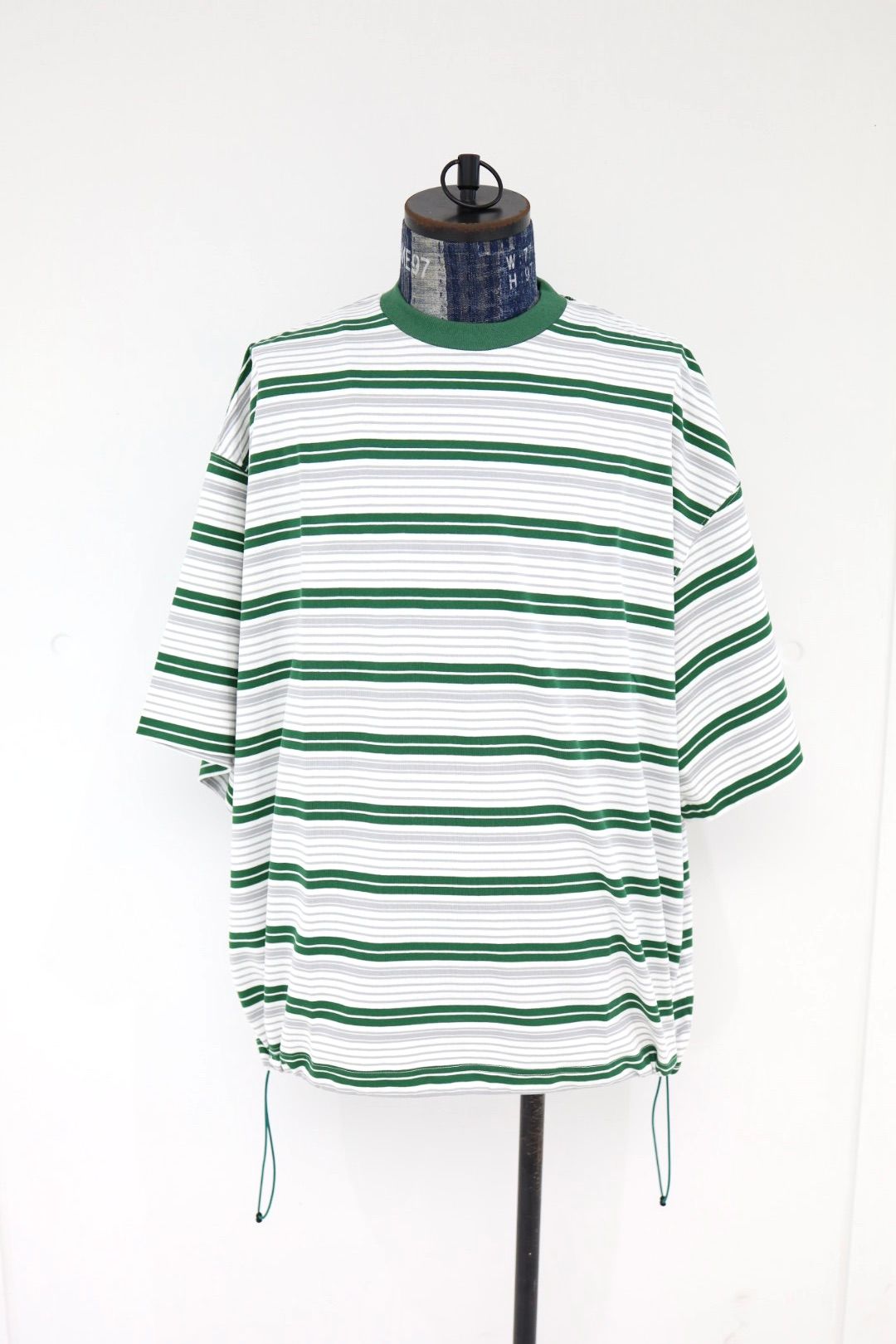 is-ness 26SS Border Balloon T-Shirt(26SS_48_1008SST01-B)WHITE x GREEN☆新作発売！