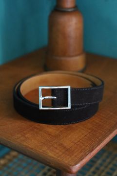 ショロジュエリーベルト Rectangle Narrow Buckle Belt (XOBL004M/L)Brown Suede☆7月17日(木)発売！