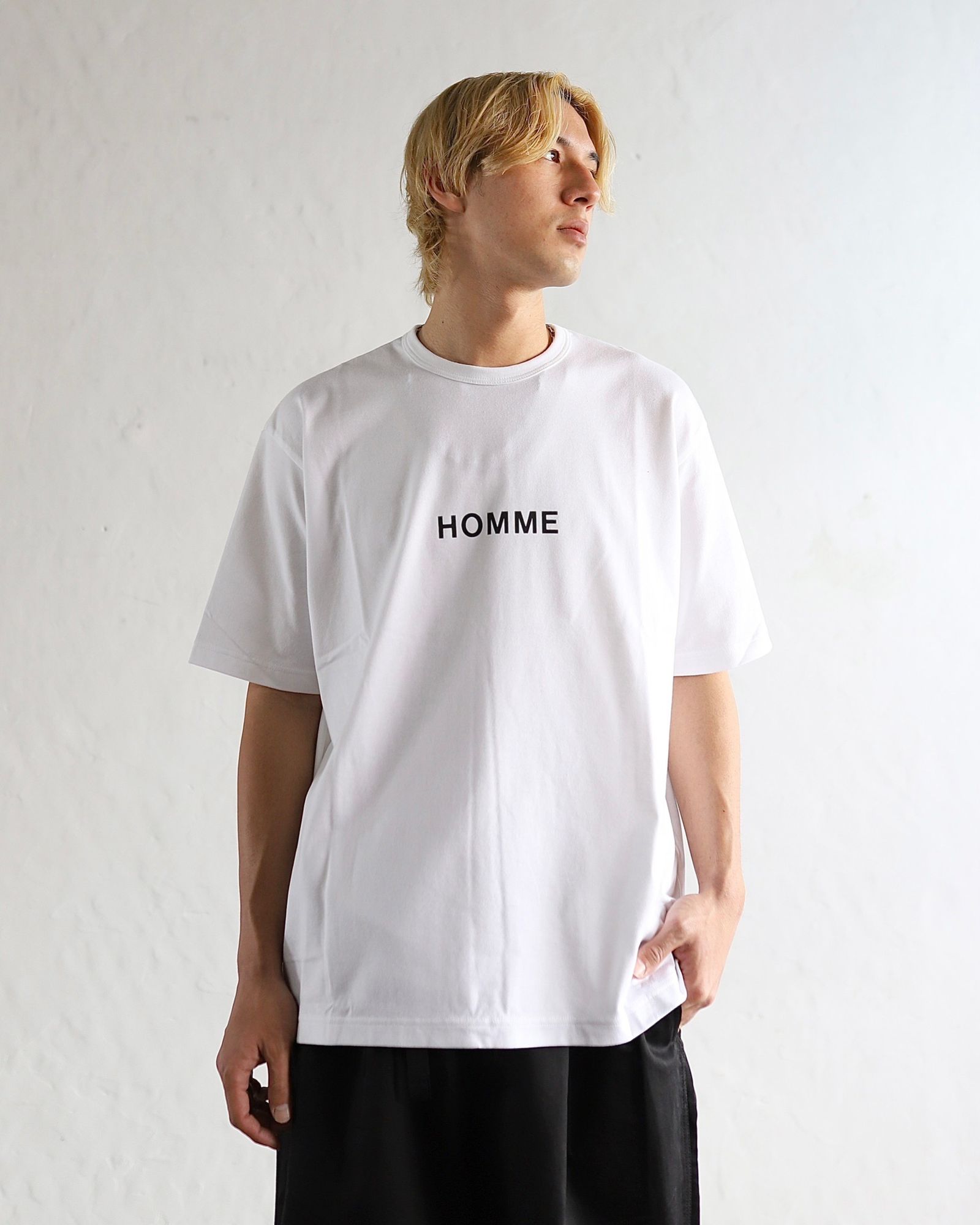コムデギャルソンオム 24SS ロゴプリントTシャツ(WHITE) style 2024.4 