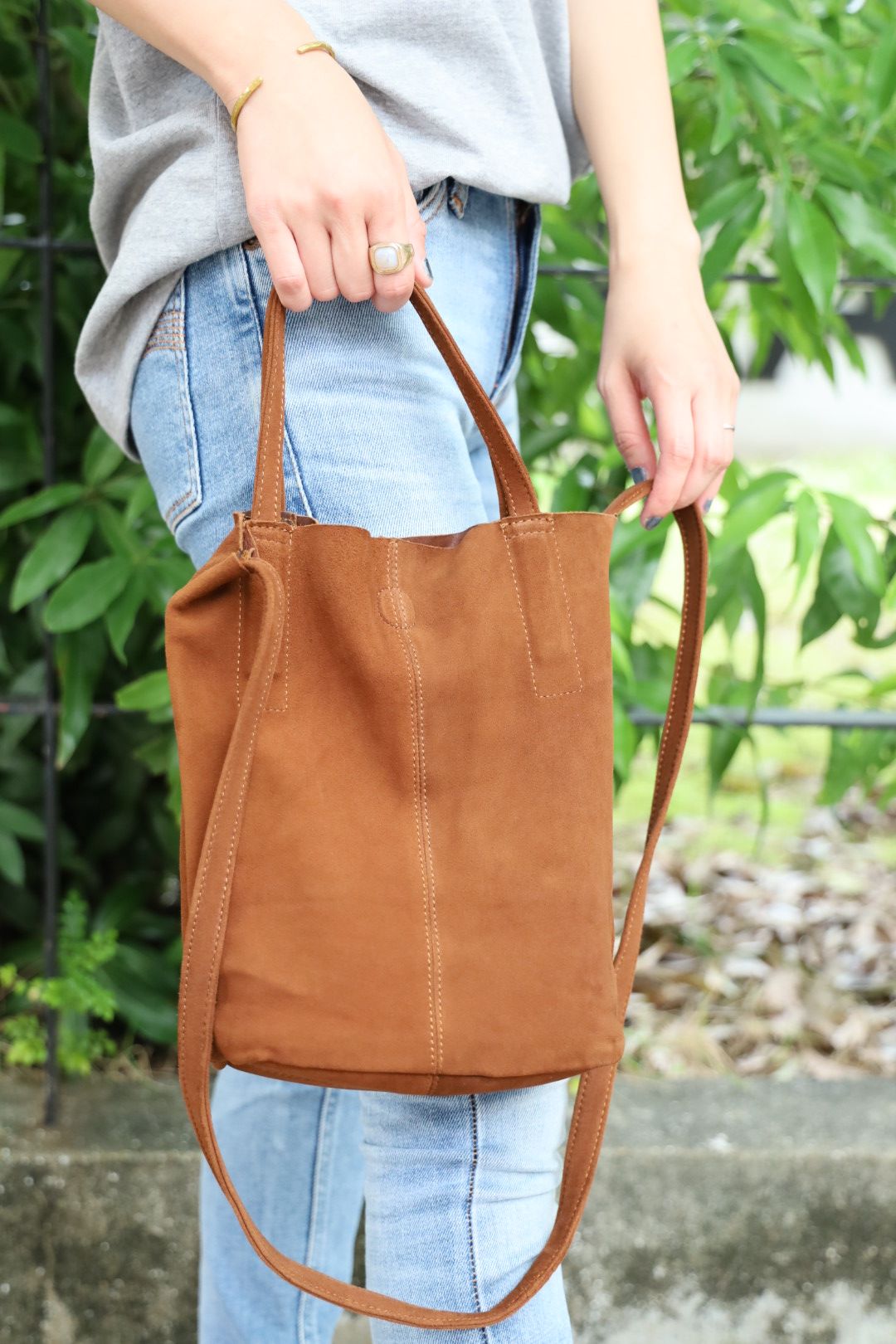 Morphee / モルフェトートバッグ 2WAY SMALL TOTE（SHORT)OIL SUEDE BROWN