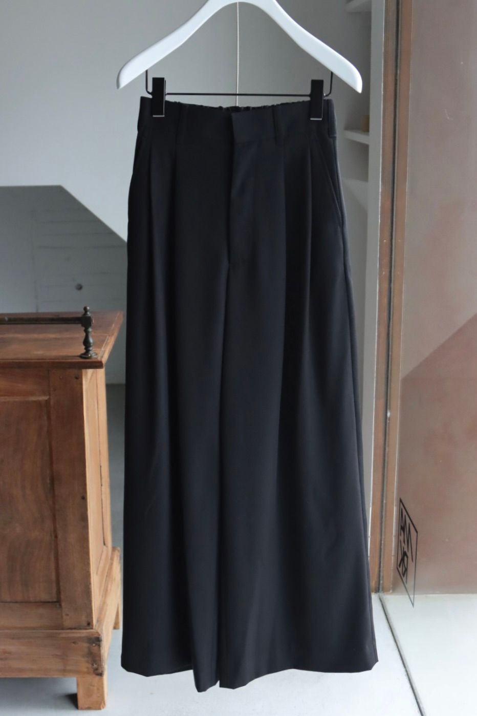 グラフペーパー Women's 25AW Techno Wool Nylon Two Tuck Wide Pants(GL253-40319)BLACK