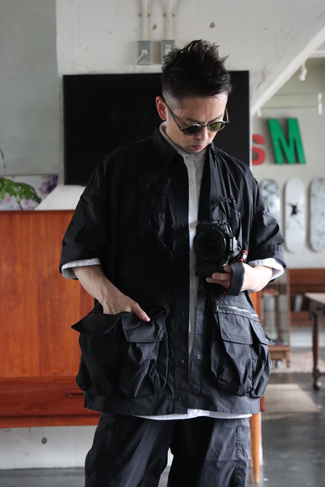 TACTICAL POCKET STRETCH S/S SHIRT ネイビー - シャツ