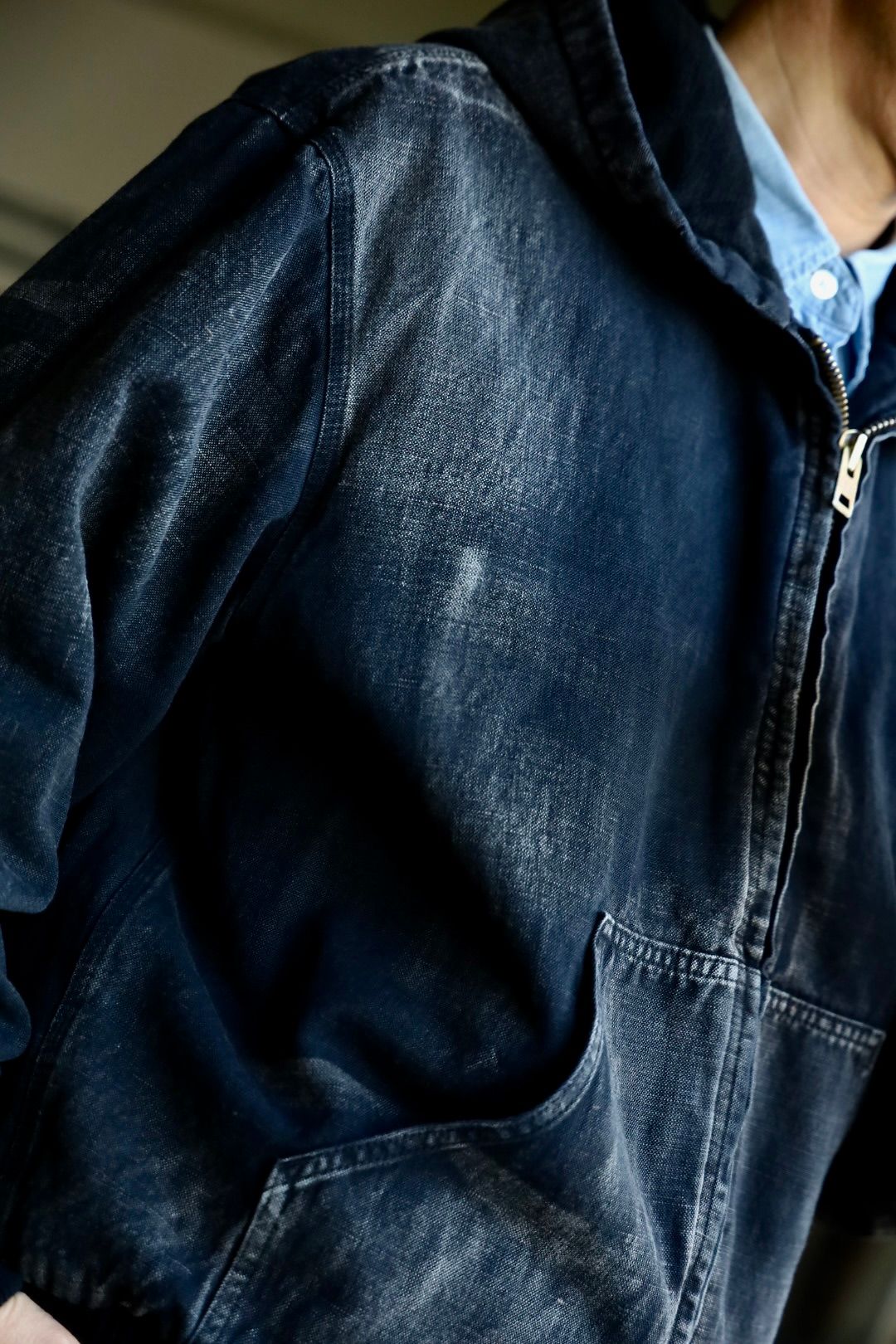 A.PRESSE Silk Linen Hooded Parka"BLACK"スタイル.2025.1.11.