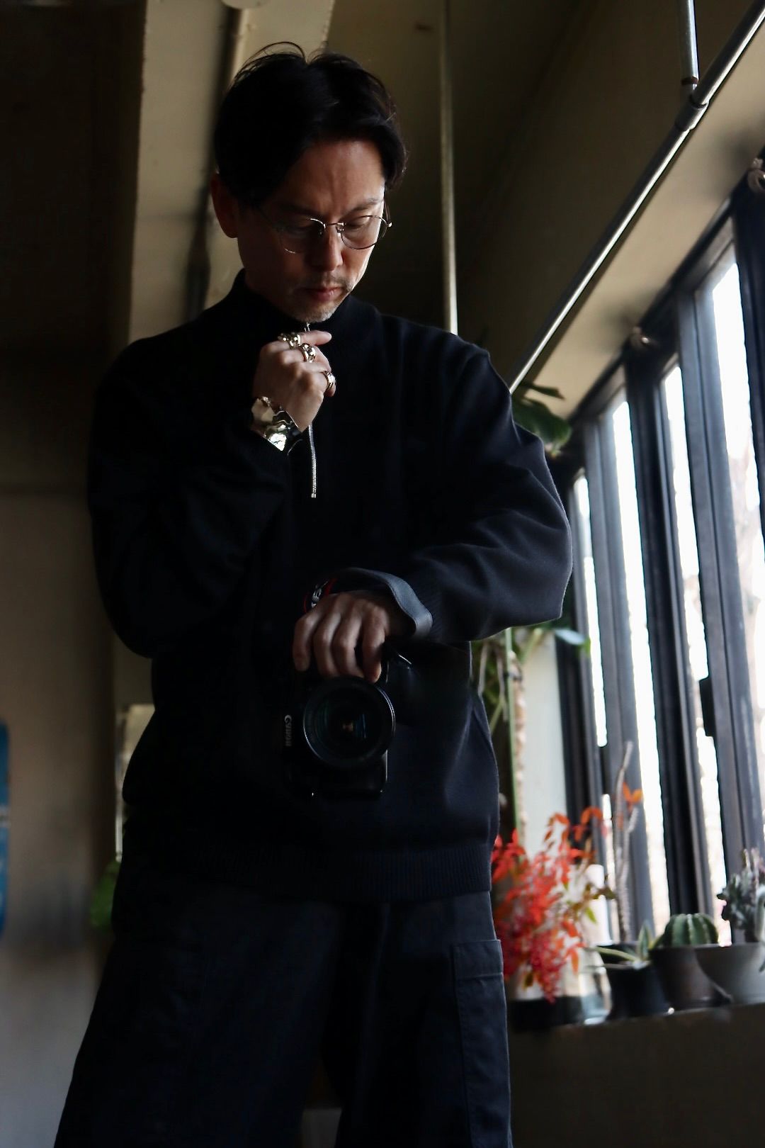 ATON エイトン 23SS WOOL WASHI HALF ZIP SWEATERスタイル