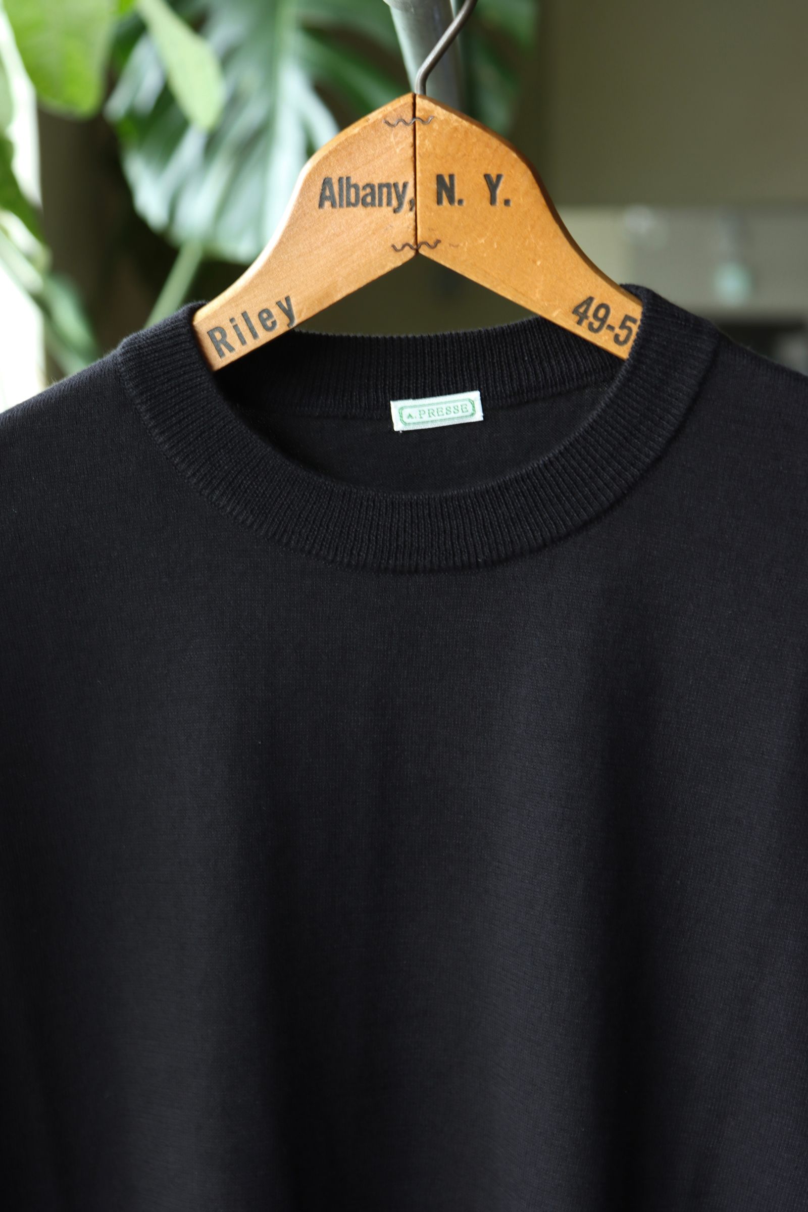 アプレッセ 2025 STYLE2 Wool Cotton High Gauge S/S T-Shirt(25AAP-03-04)BLACK