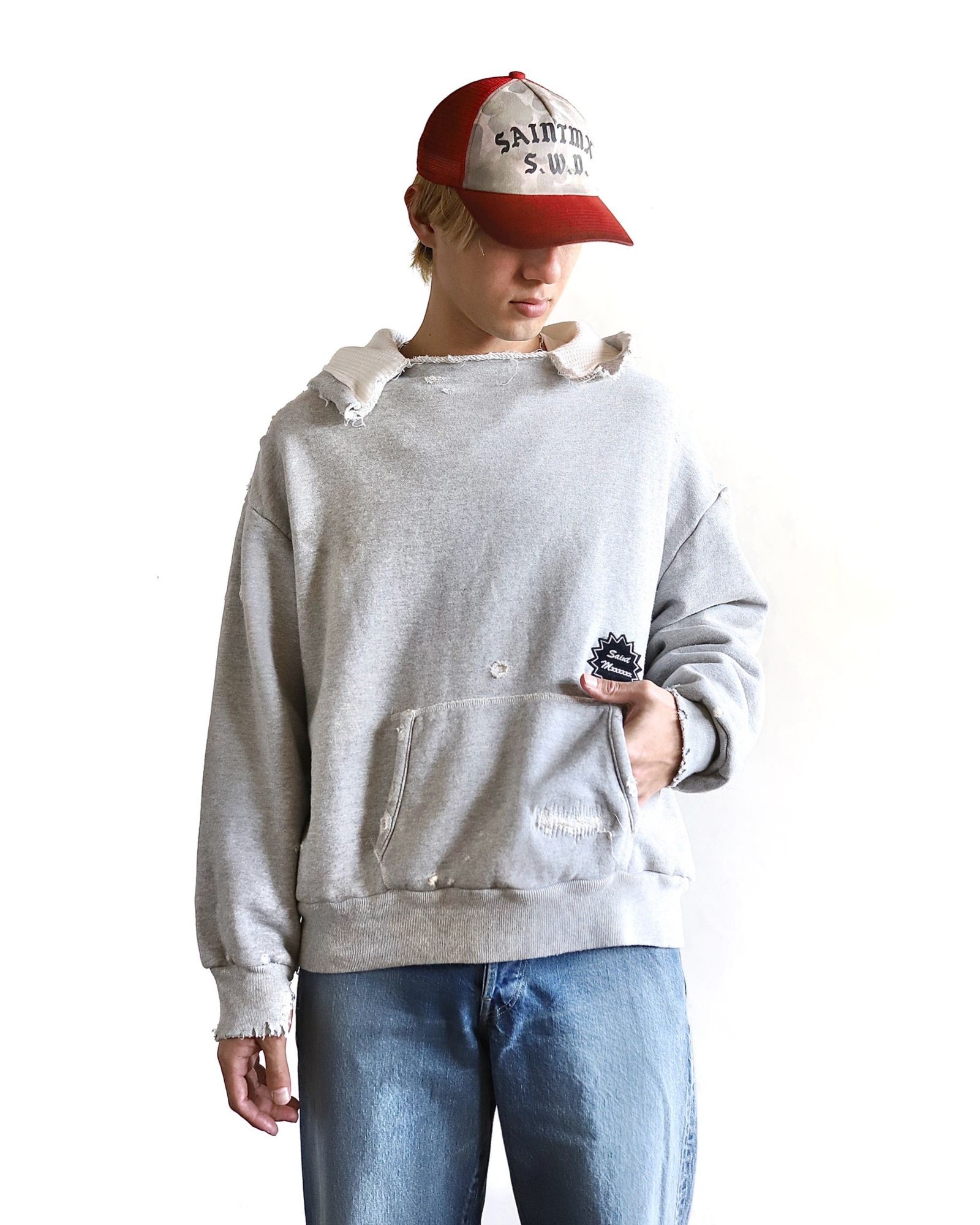 セントマイケル 24SS 新作DAMAGE HOODIE style 2024.3.8 | 4378 | mark