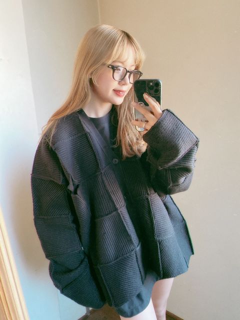 YOKE 24SS PATCHWORK RIB BUTTONED CARDIGAN style.2023.12.23