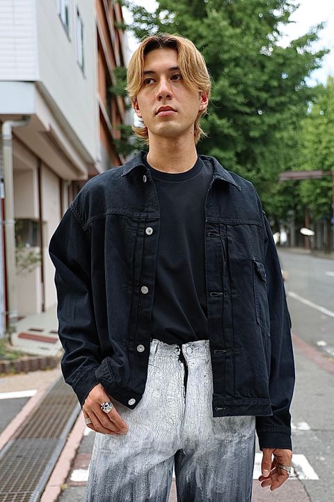 A.PRESSE 1st Type Denim Jacket & HAND PAINTED DENIM WIDE STRAIGHT PANTS