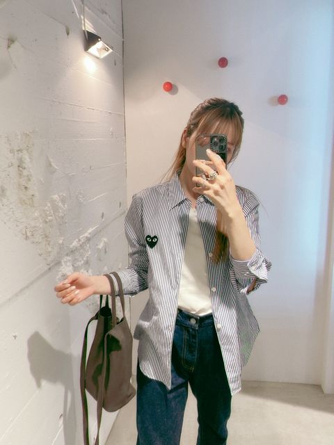 PLAY COMME des GARCONS(プレイコムデギャルソン) ストライプシャツ style.2024.5.18