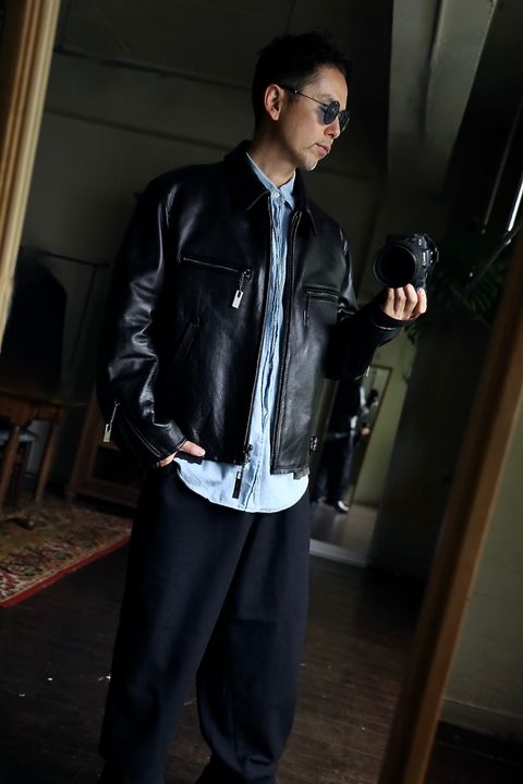 Yohji Yamamoto COW/DRUM LEATHER CUT OFF BLOUSONスタイル