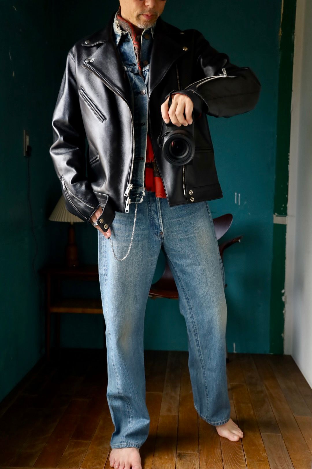 A.PRESSE 2025 STYLE2 No.2 Washed Denim Pantスタイル2025.6.26.