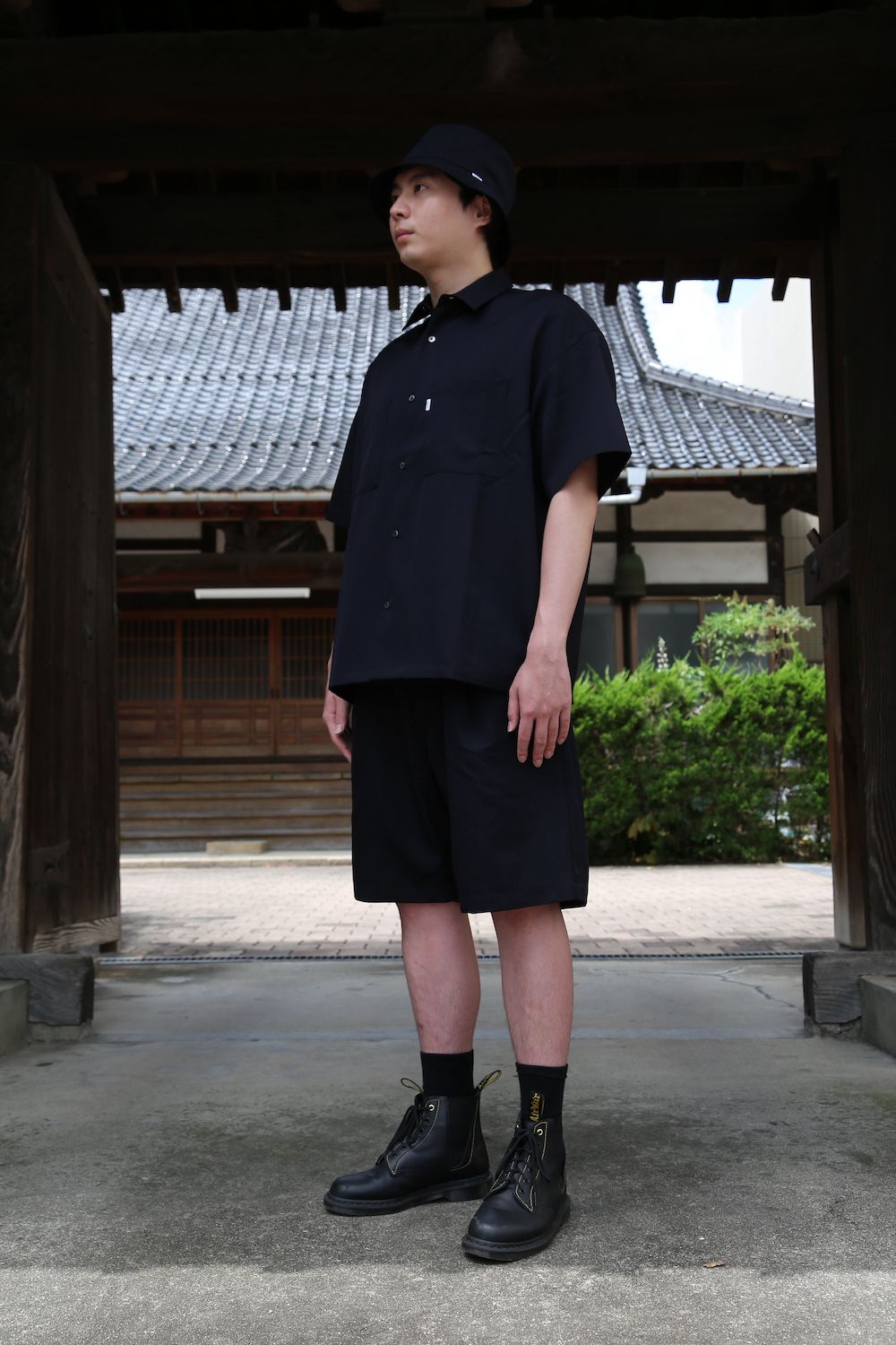 Graphpaper Selvage Wool S/S Oversized Box Shirt(GM212-50260) style