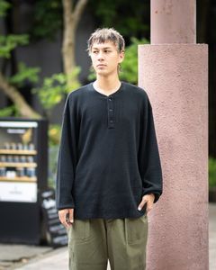 アプレッセ 2026 STYLE2 Cashmere Blend Wafflel L/S Henley Neck Shirts(26AAP-05-03) BLACK☆6月6日(土)発売！