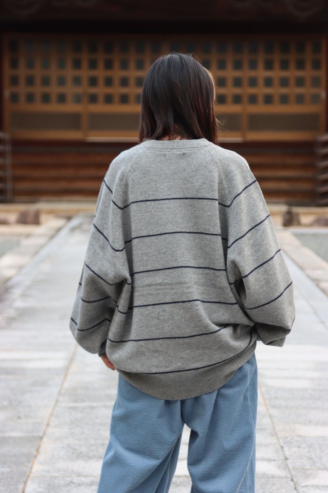 トップス UNIVERSAL PRODUCTS MERINO WOOL BORDER UNIVERSAL PRODUCTS MERINO WOOL BORDER CREW NECK KNIT style