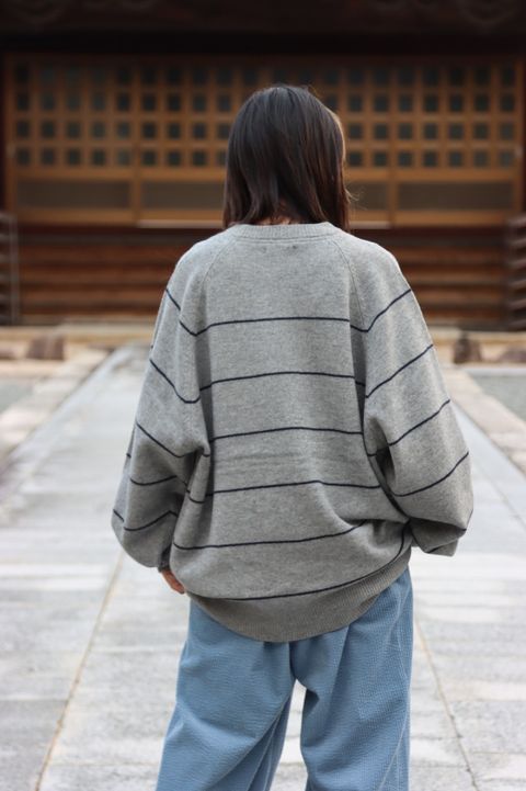 UNIVERSAL PRODUCTS MERINO WOOL BORDER CREW NECK KNIT style.2022.9.11