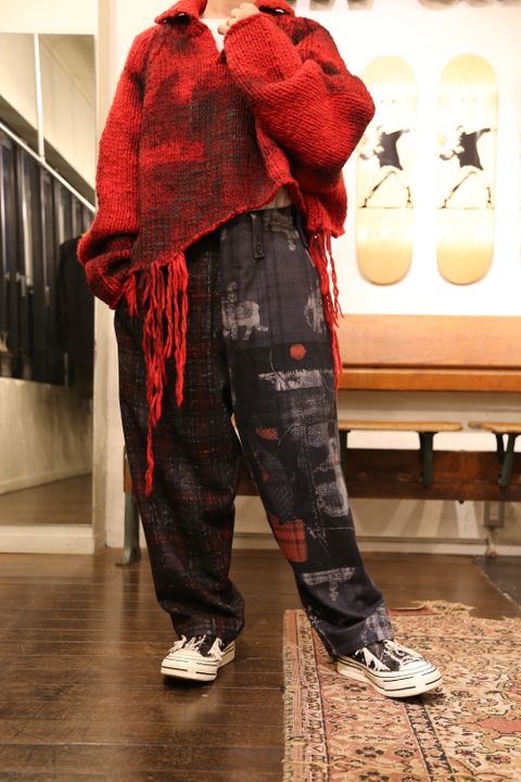 Yohji Yamamoto W-総柄中太パンツstyle.2020.10.6.