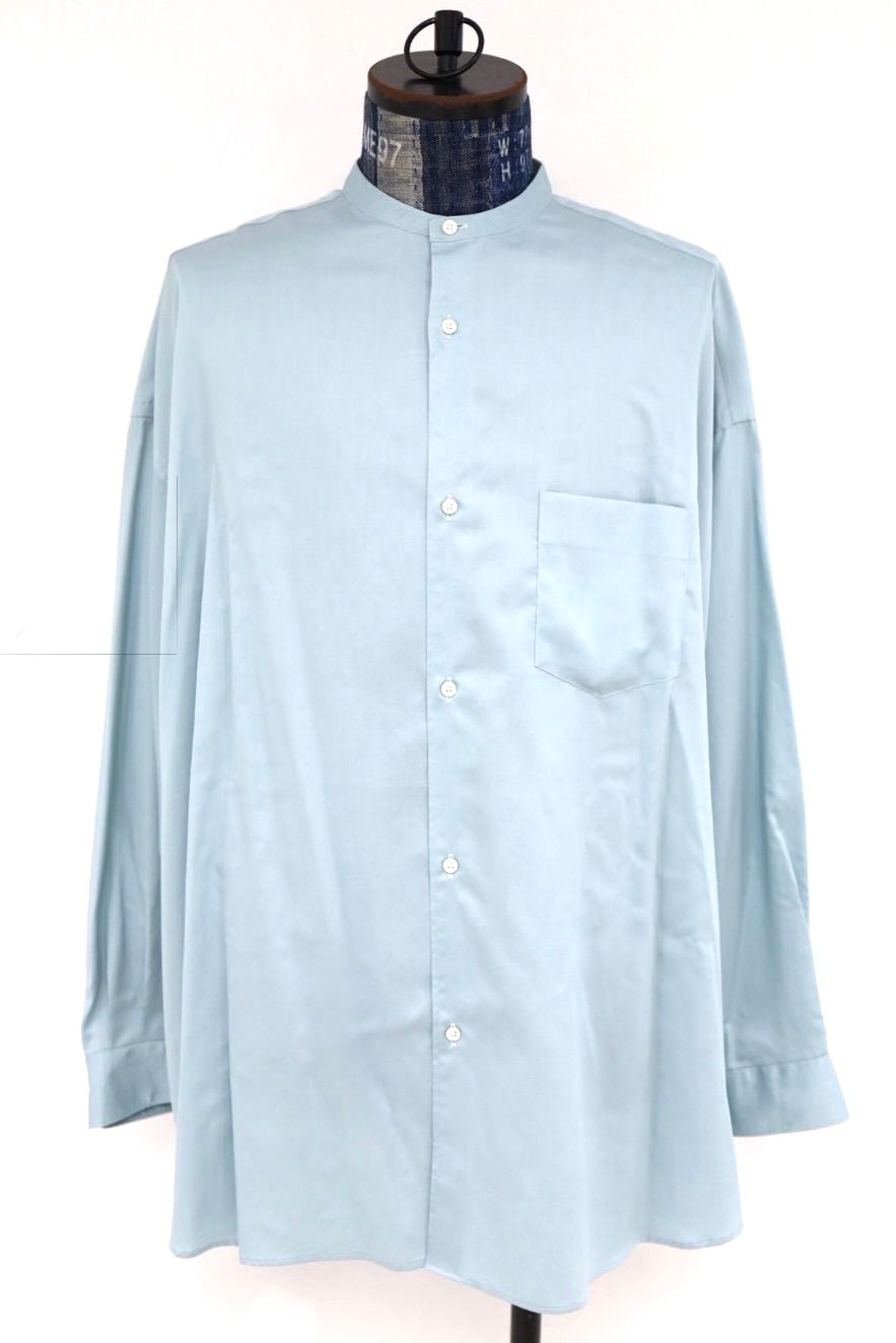 グラフペーパー26SS Silicon Poplin Oversized Band Collar Shirt(GM261-50181)SMOKE BLUE☆2月28日(土)発売！