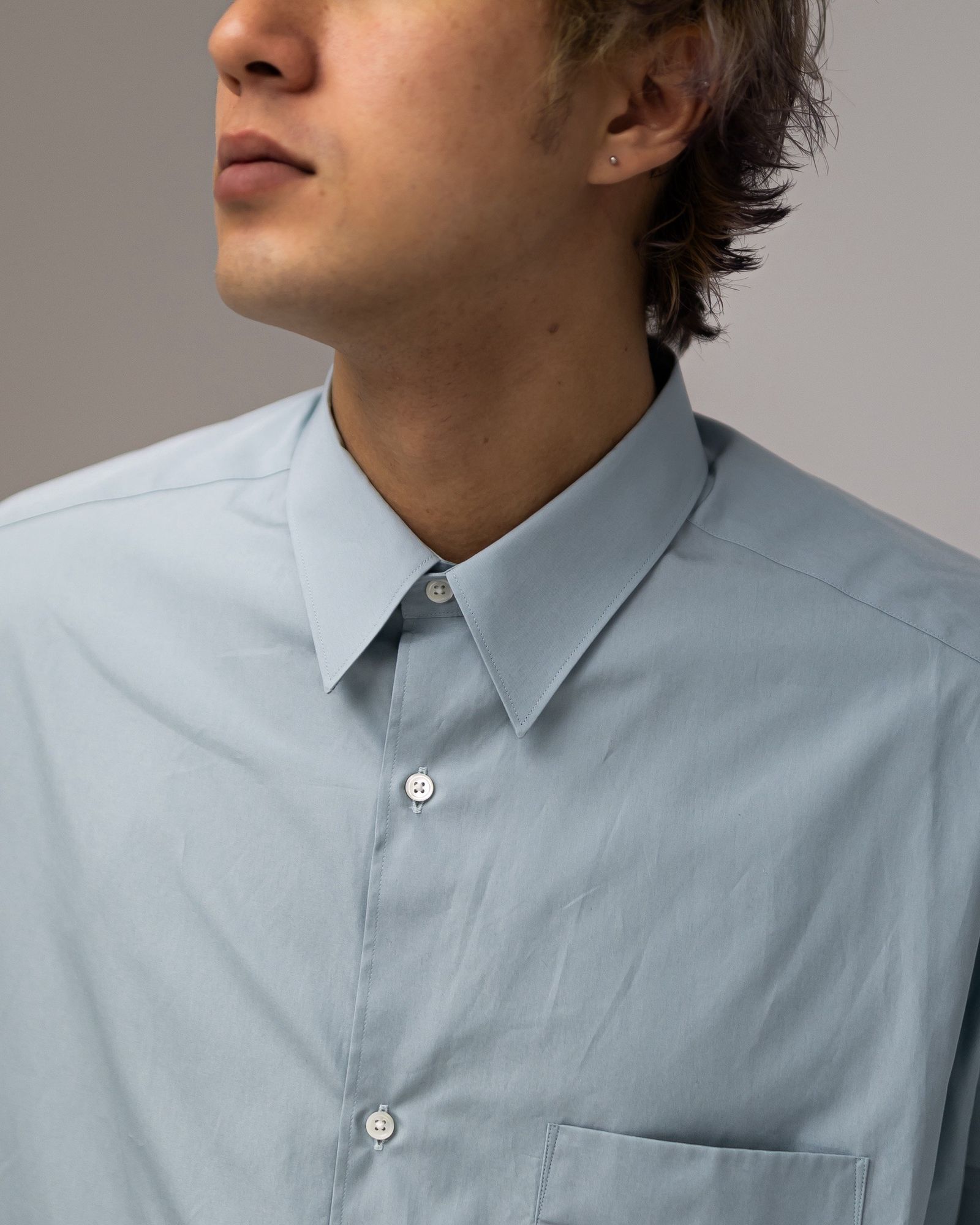 グラフペーパー 26SS ALUMO for GP L/S Oversized Regular Collar Shirt(GM261-50222) SMOKE BLUE☆1月31日(土)発売！