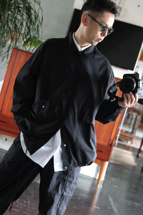 FreshService 22SS SIDE POCKETS STRETCH OVER SHIRT"BLACK"style.