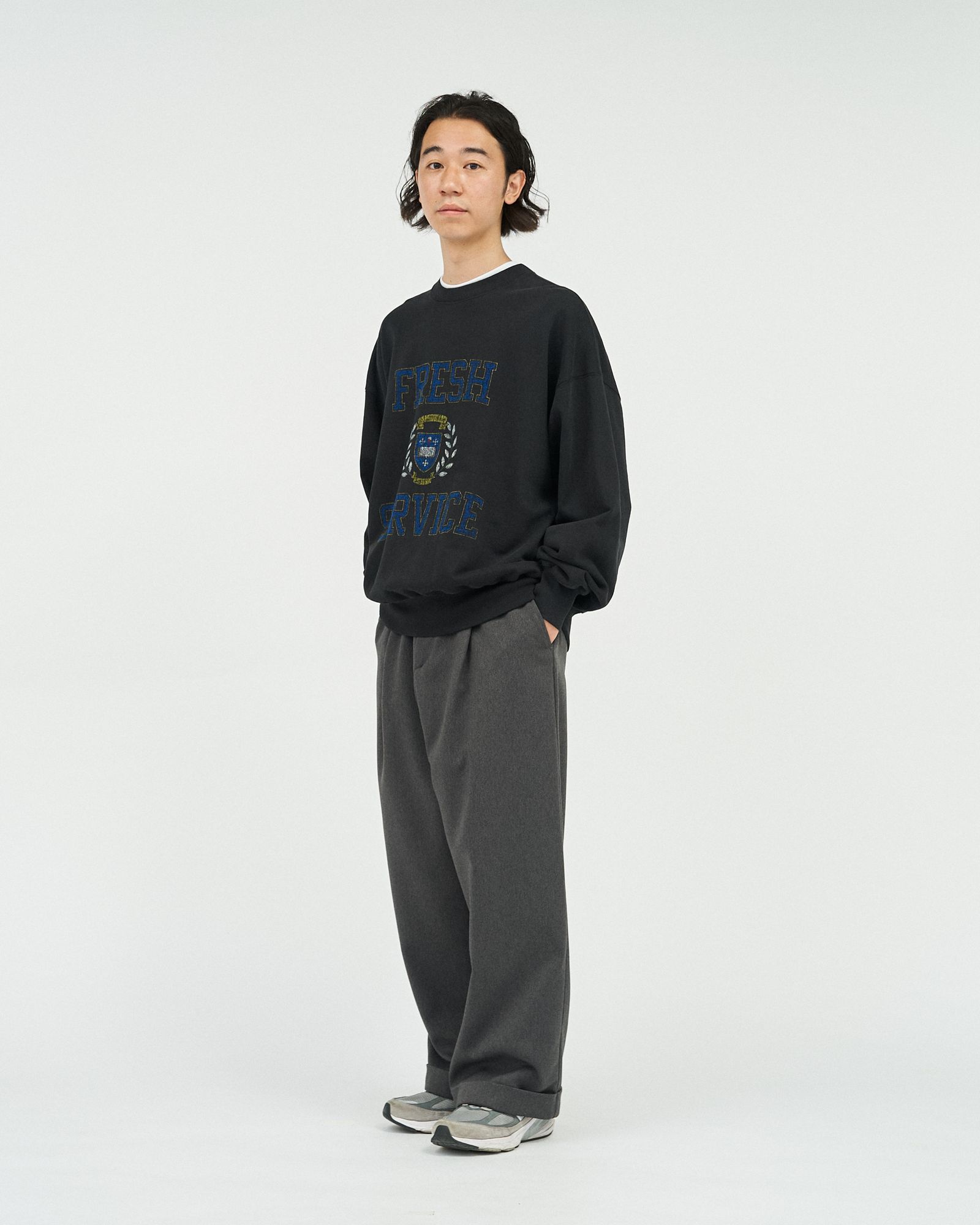 フレッシュサービス LIGHT OZ CREW NECK SWEAT "COLLEGE"(FSC253-70017)BLACK★8月16日(土)発売！