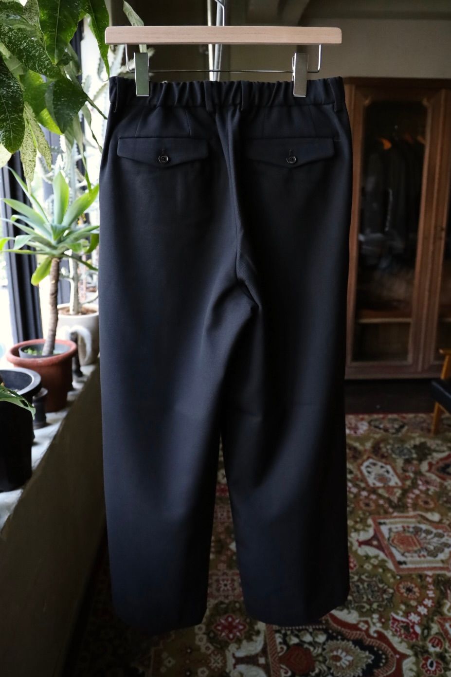 MARKAWARE Organic Wool Survival Cloth® Triple Pleated Wide Trousers(A25C06PT02C)BLACK☆新作発売！