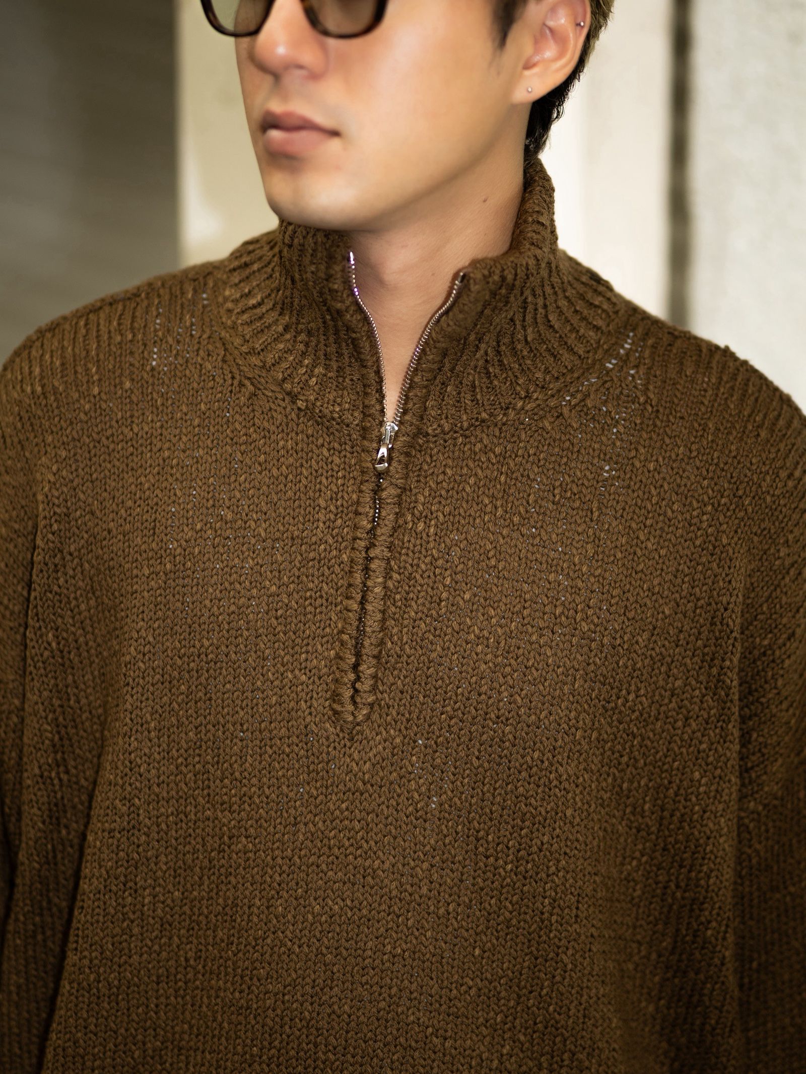 Graphpaper Cotton Wool Slub Oversized Half Zip Knit MARK Style
