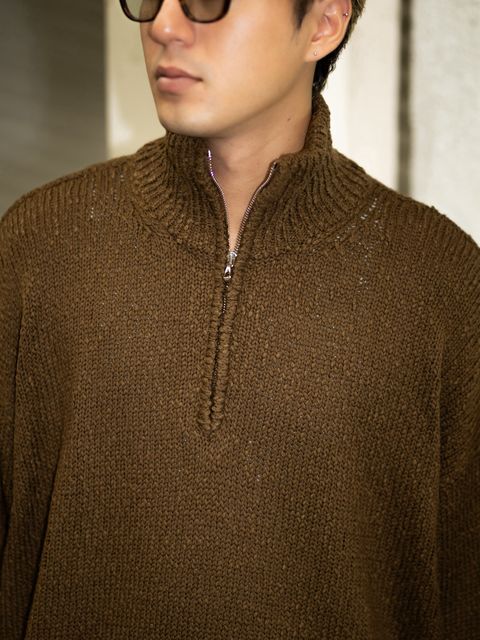 Graphpaper Cotton Wool Slub Oversized Half Zip Knit MARK Style