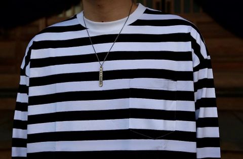 Graphpaper Border L/S Pocket Tee"BLK×WHT"style.9.22.