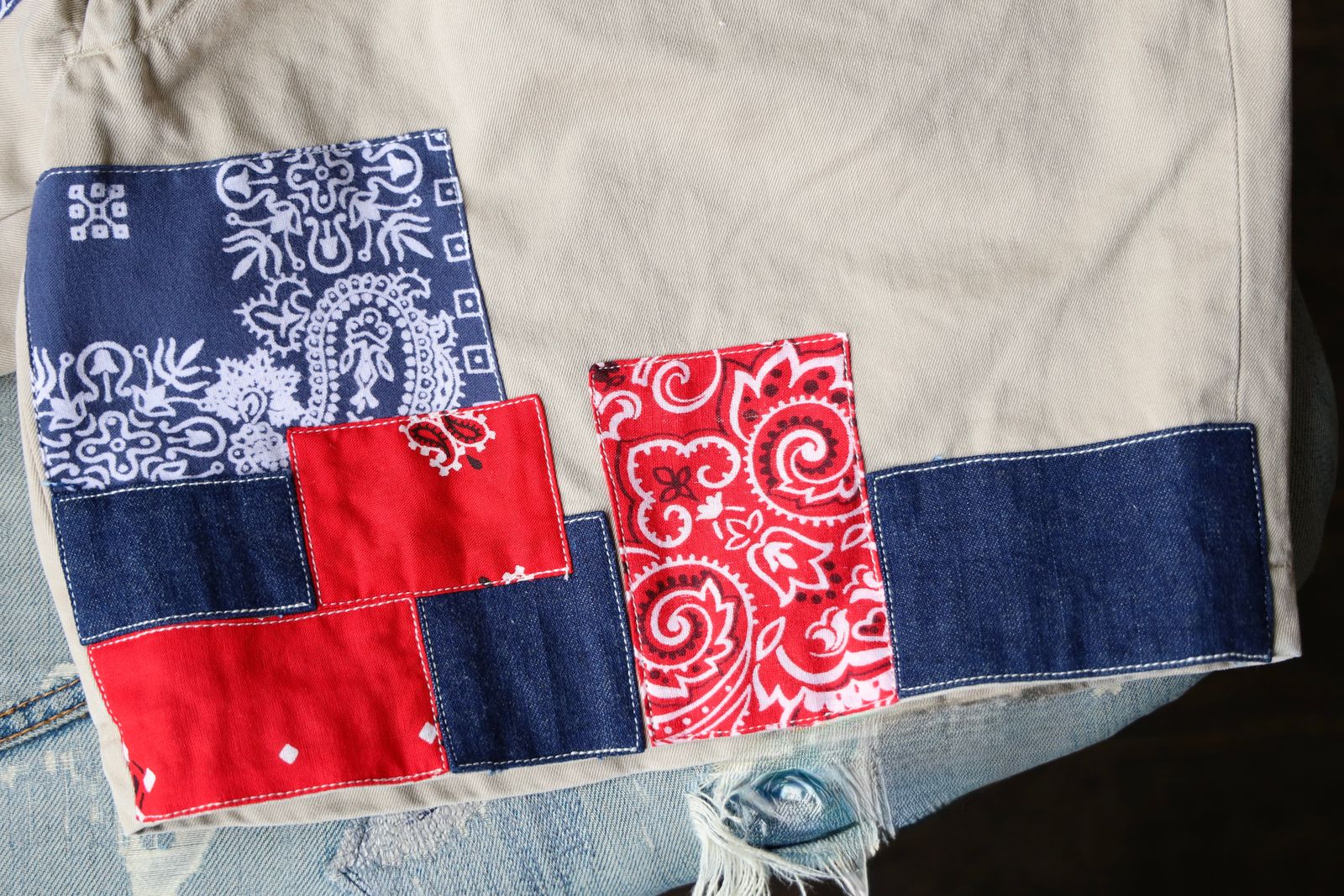 BOW WOW バウワウ BANDANA REMADE CHINO SHORTS (BW251-BRCS)KHAKI BANDANA REMADE