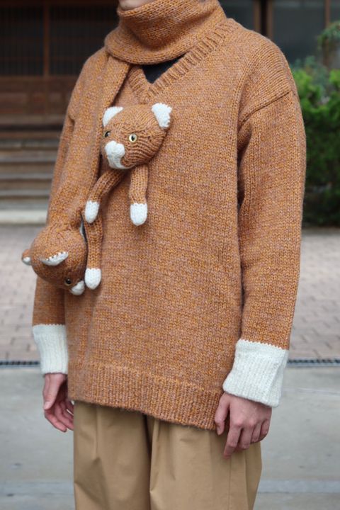doublet STUFFED CAT HAND-KNITTING PULLOVER"CAMEL style"